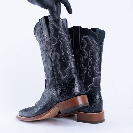 TANNER MARK MEN'S HandTooled Black Print Western Boots - Rancho Sementalvariable
