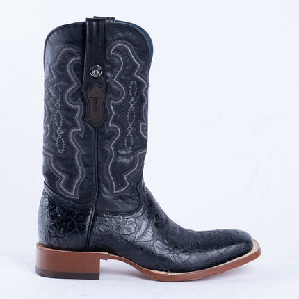 TANNER MARK MEN'S HandTooled Black Print Western Boots - Rancho Sementalvariable