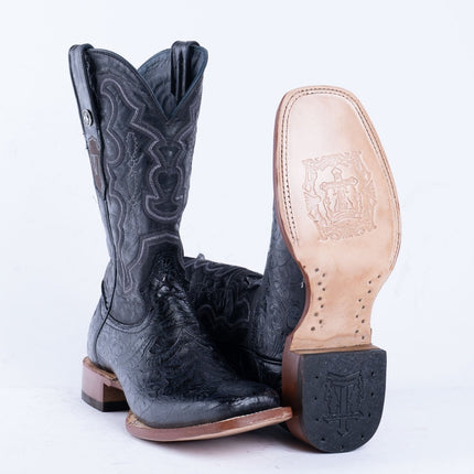 TANNER MARK MEN'S HandTooled Black Print Western Boots - Rancho Sementalvariable