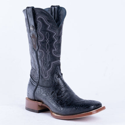 TANNER MARK MEN'S HandTooled Black Print Western Boots - Rancho Sementalvariable