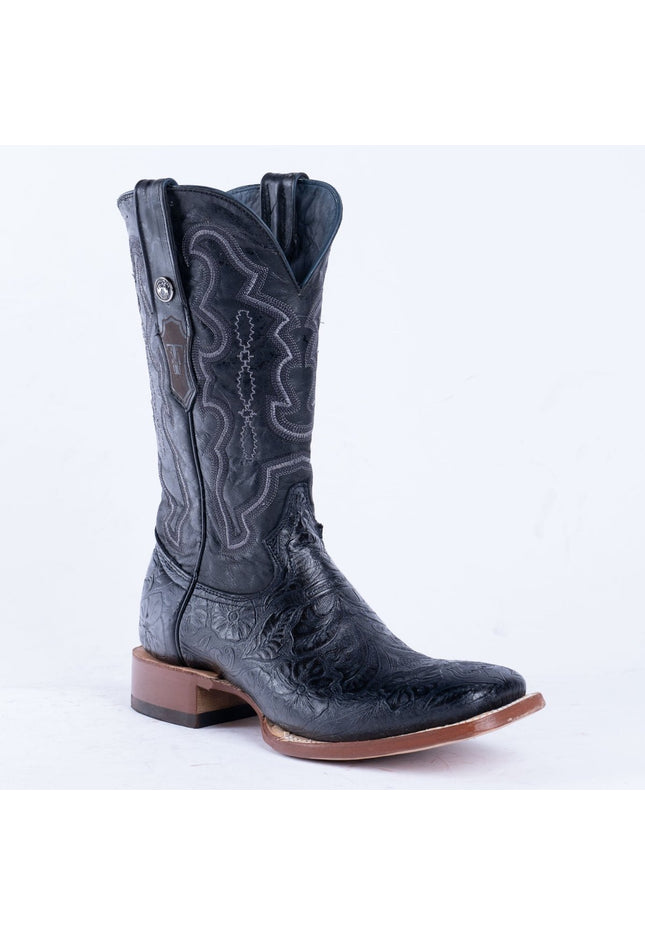 TANNER MARK MEN'S HandTooled Black Print Western Boots - Rancho Sementalvariable