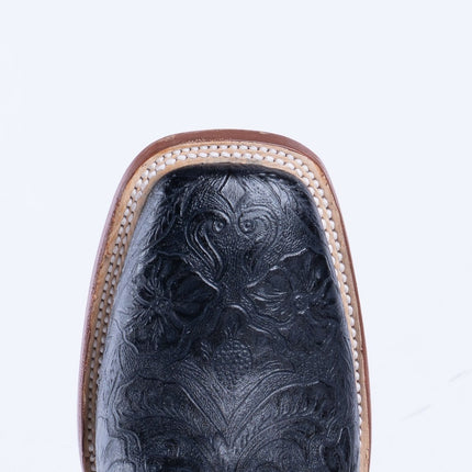 TANNER MARK MEN'S HandTooled Black Print Western Boots - Rancho Sementalvariable