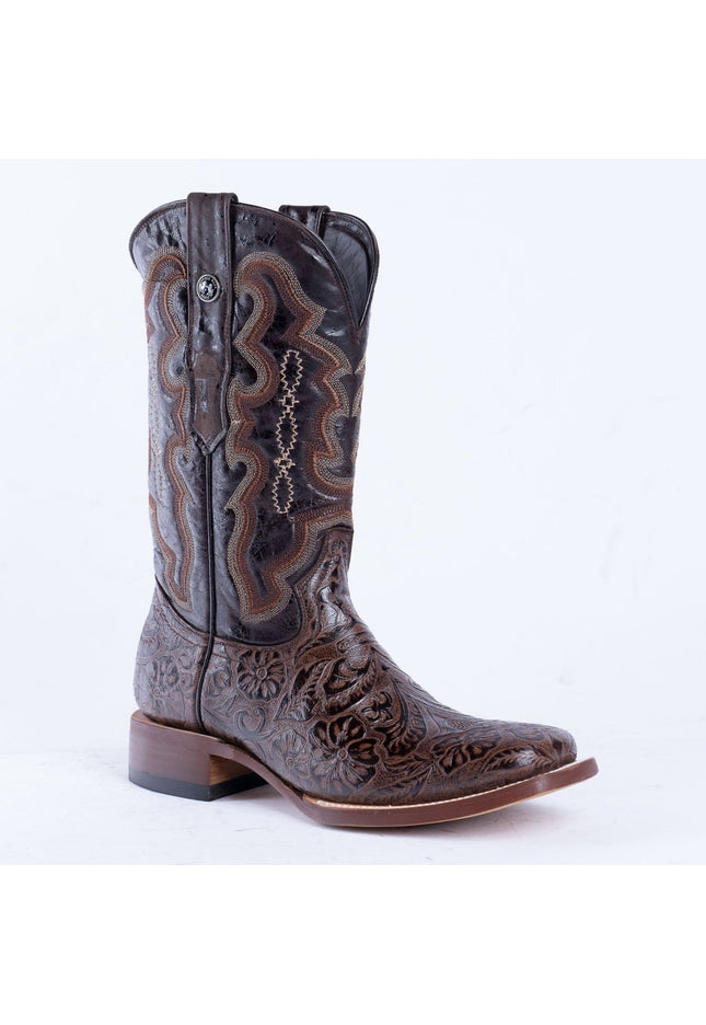 TANNER MARK MEN’S HandTooled Brown Print Western Boots - Rancho Sementalvariable