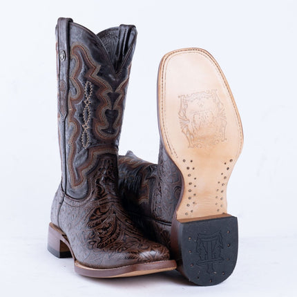 TANNER MARK MEN’S HandTooled Brown Print Western Boots - Rancho Sementalvariable