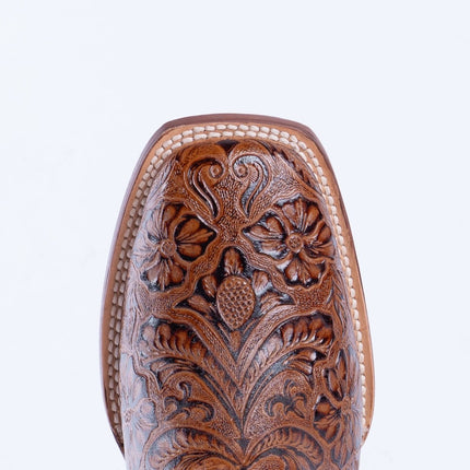 TANNER MARK MEN'S HandTooled Print Cognac Western Boots - Rancho Sementalvariable
