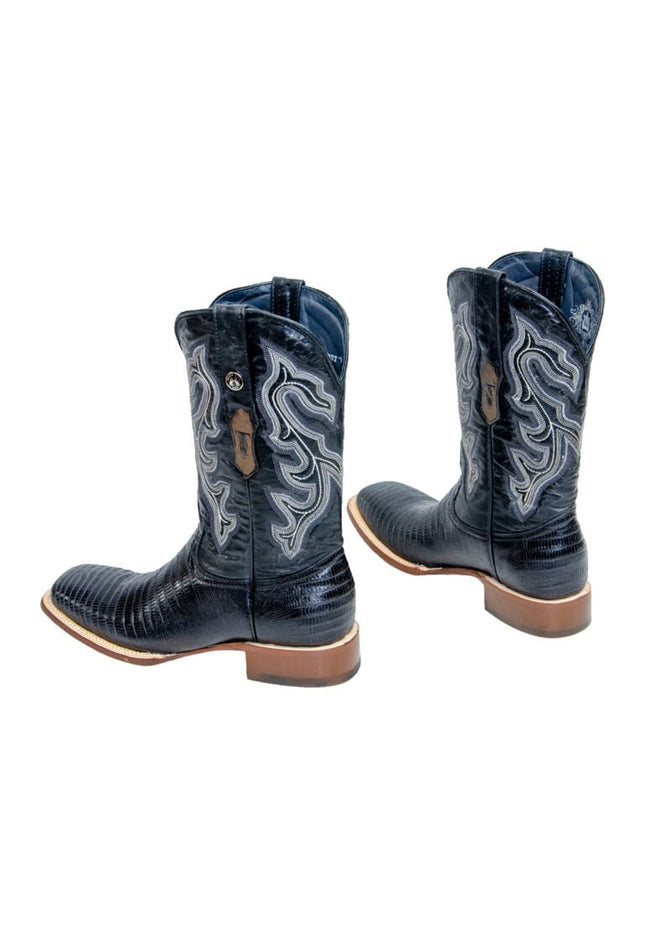 TANNER MARK MEN’S Lizard Classic Black Western Boots Whit Marble Black Top - Rancho Sementalvariable