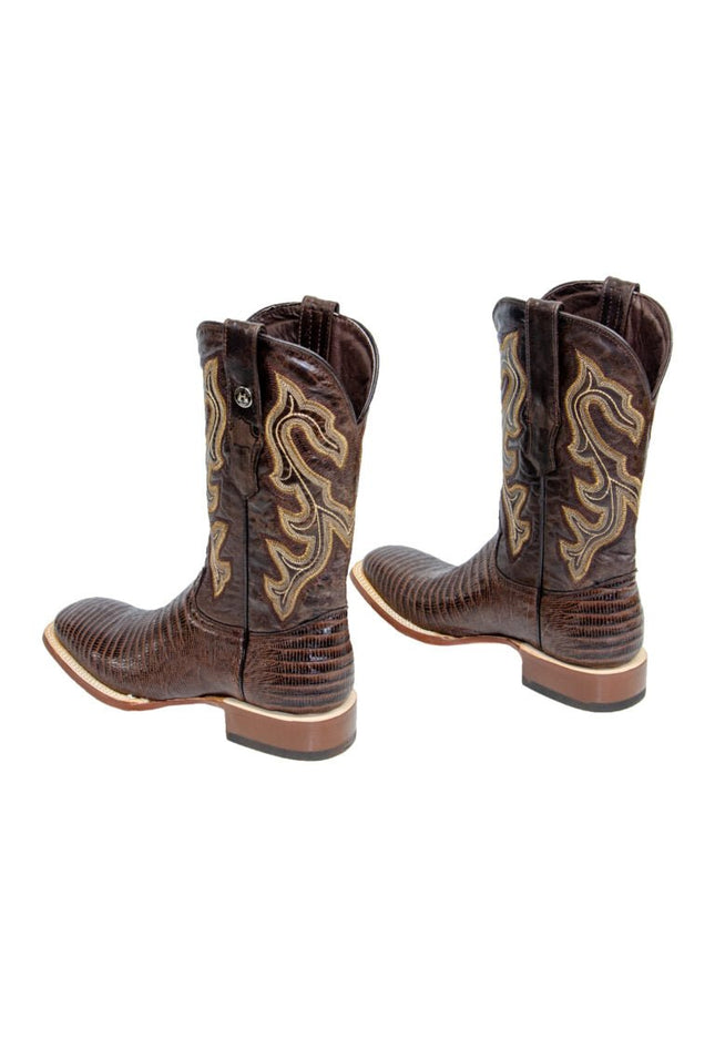 TANNER MARK MEN’S Lizard Classic Brown Western Boots Whit Marble Brown Top - Rancho Sementalvariable