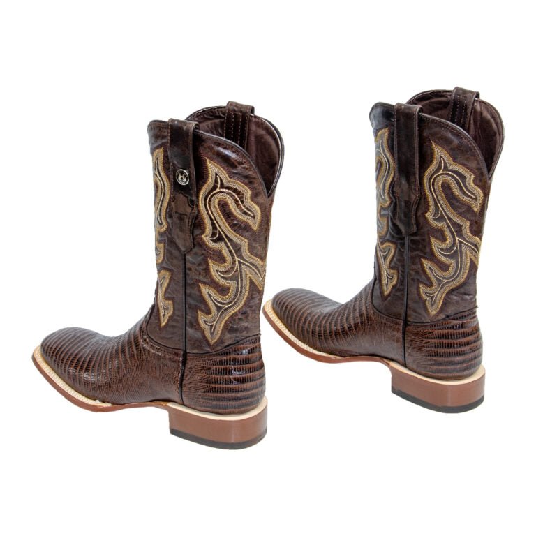 TANNER MARK MEN’S Lizard Classic Brown Western Boots Whit Marble Brown Top - Rancho Sementalvariable