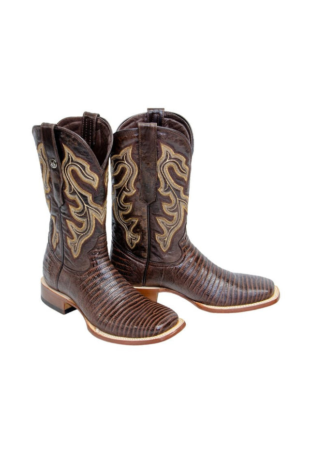 TANNER MARK MEN’S Lizard Classic Brown Western Boots Whit Marble Brown Top - Rancho Sementalvariable