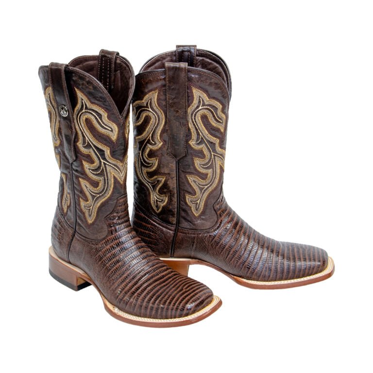 TANNER MARK MEN’S Lizard Classic Brown Western Boots Whit Marble Brown Top - Rancho Sementalvariable