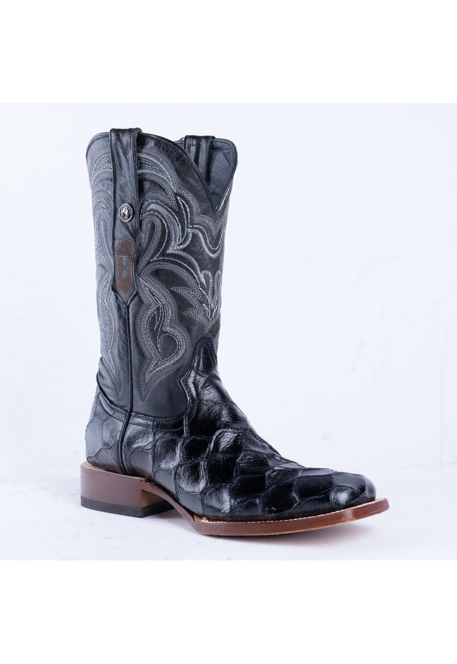 TANNER MARK MEN’S Monster Fish Black Print Western Boots - Rancho Sementalvariable