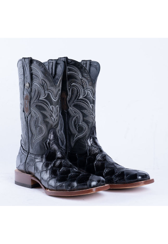 TANNER MARK MEN’S Monster Fish Black Print Western Boots - Rancho Sementalvariable