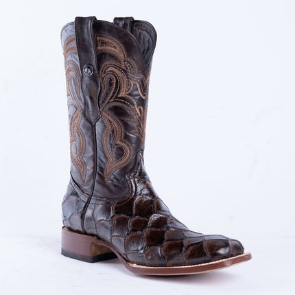 TANNER MARK MEN’S Monster Fish Brown Print Western Boots - Rancho Sementalvariable