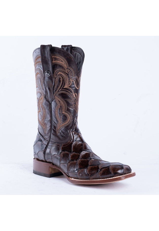 TANNER MARK MEN’S Monster Fish Brown Print Western Boots - Rancho Sementalvariable