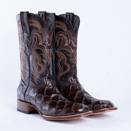 TANNER MARK MEN’S Monster Fish Brown Print Western Boots - Rancho Sementalvariable