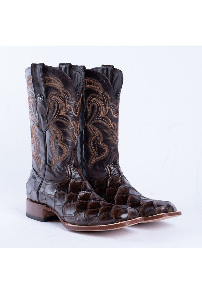 TANNER MARK MEN’S Monster Fish Brown Print Western Boots - Rancho Sementalvariable