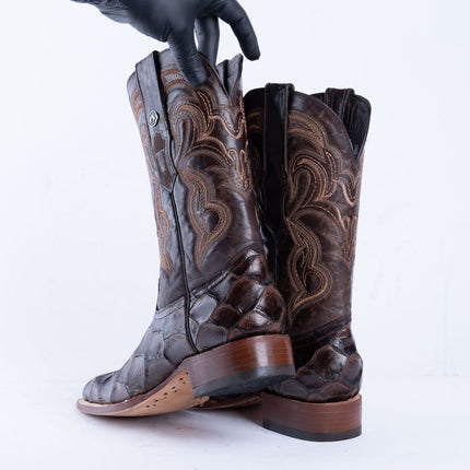 TANNER MARK MEN’S Monster Fish Brown Print Western Boots - Rancho Sementalvariable