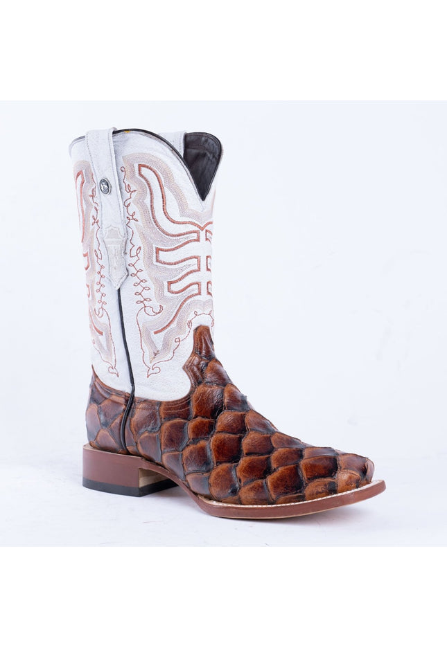 TANNER MARK MEN’S Monster Fish Cognac Matte Print Western Boots - Rancho Sementalvariable