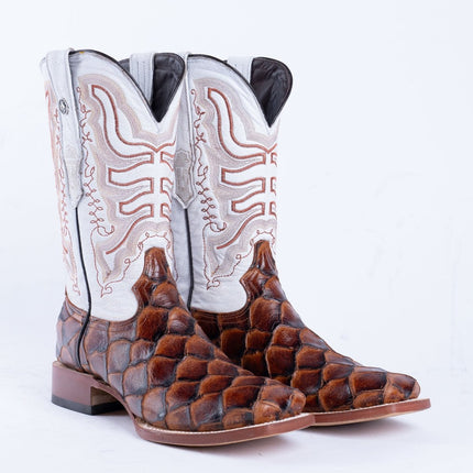TANNER MARK MEN’S Monster Fish Cognac Matte Print Western Boots - Rancho Sementalvariable