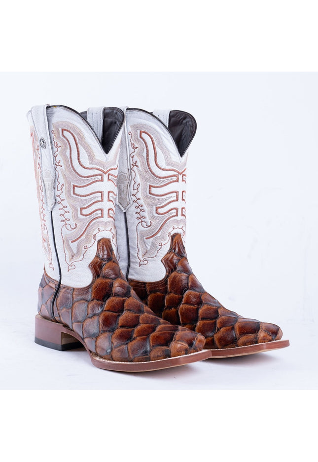 TANNER MARK MEN’S Monster Fish Cognac Matte Print Western Boots - Rancho Sementalvariable