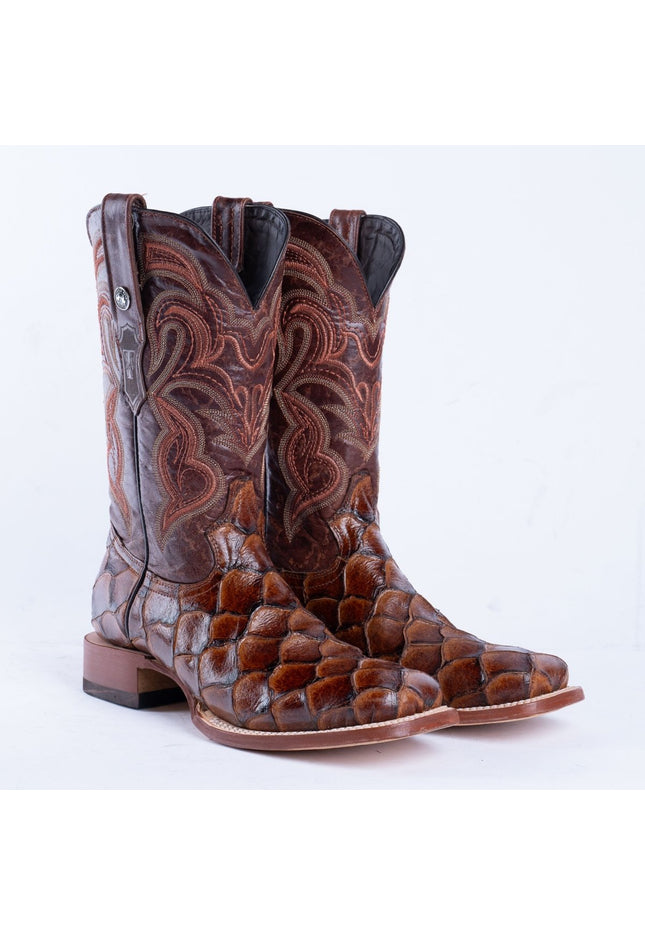TANNER MARK MEN’S Monster Fish Cognac Print Western Boots - Rancho Sementalvariable