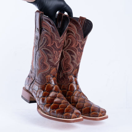 TANNER MARK MEN’S Monster Fish Cognac Print Western Boots - Rancho Sementalvariable