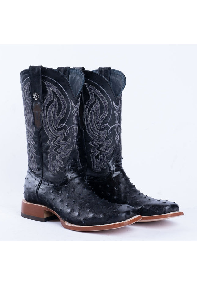 TANNER MARK MEN’S Ostrich Black Print Western Boots - Rancho Sementalvariable