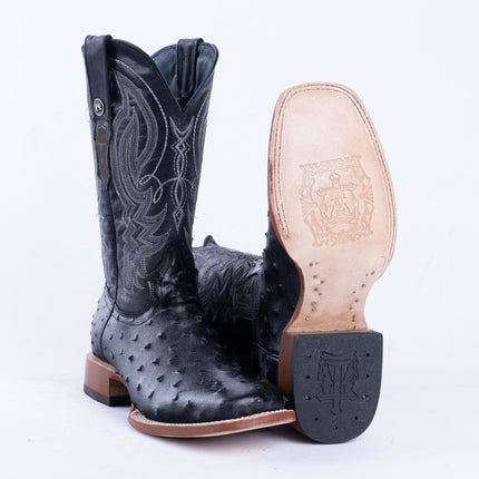 TANNER MARK MEN’S Ostrich Black Print Western Boots - Rancho Sementalvariable
