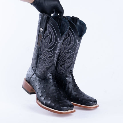 TANNER MARK MEN’S Ostrich Black Print Western Boots - Rancho Sementalvariable