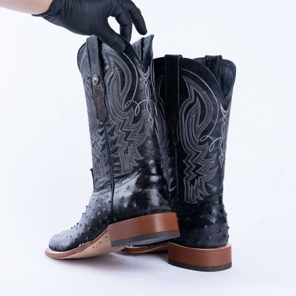 TANNER MARK MEN’S Ostrich Black Print Western Boots - Rancho Sementalvariable