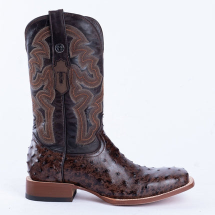 TANNER MARK MEN’S Ostrich Brown Print Western Boots - Rancho Sementalvariable