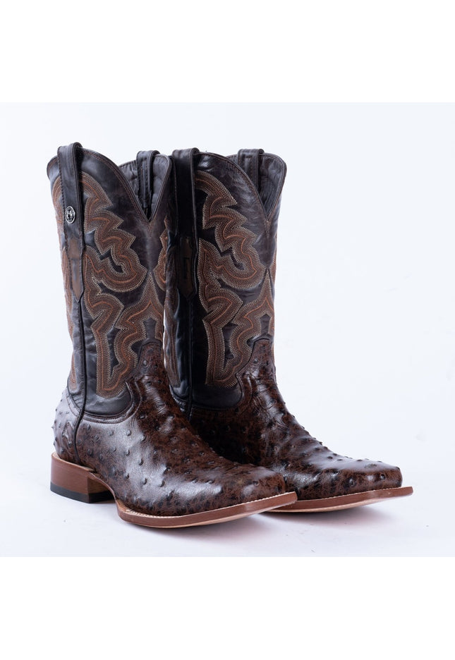 TANNER MARK MEN’S Ostrich Brown Print Western Boots - Rancho Sementalvariable