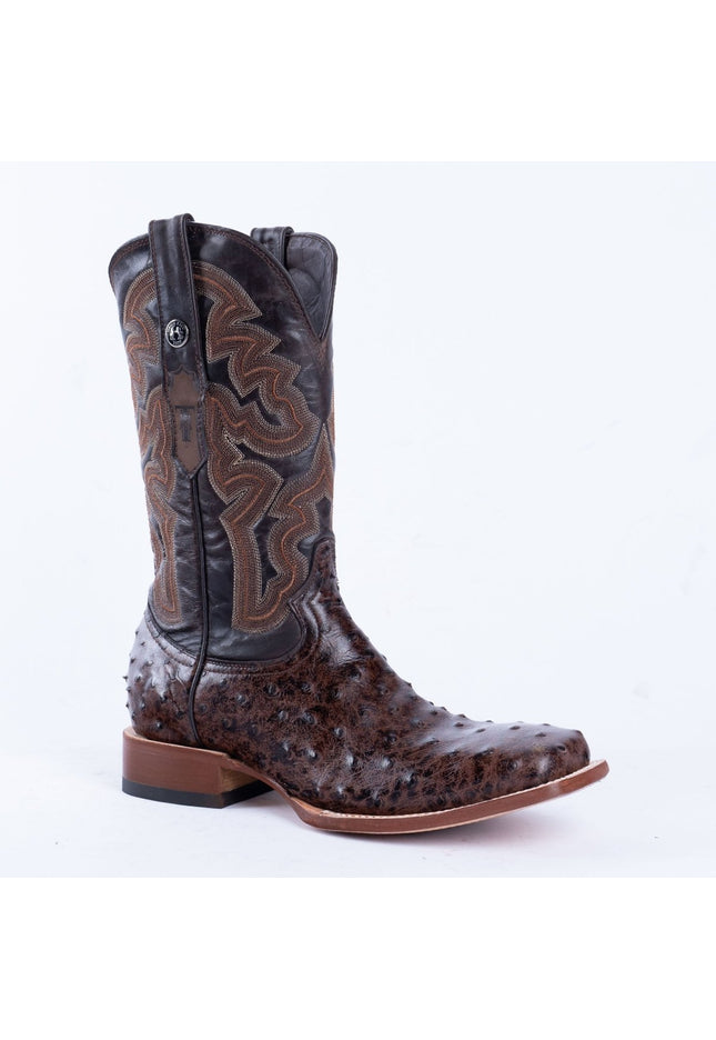 TANNER MARK MEN’S Ostrich Brown Print Western Boots - Rancho Sementalvariable