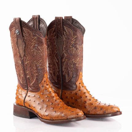 TANNER MARK Men's Ostrich Cognac Print Rooper Boots - Rancho Sementalvariable