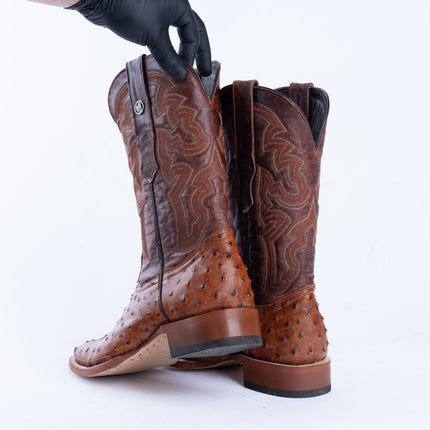 TANNER MARK MEN’S Ostrich Cognac Print Western Boots - Rancho Sementalvariable