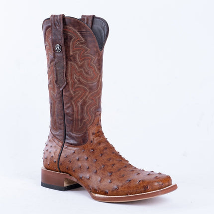TANNER MARK MEN’S Ostrich Cognac Print Western Boots - Rancho Sementalvariable