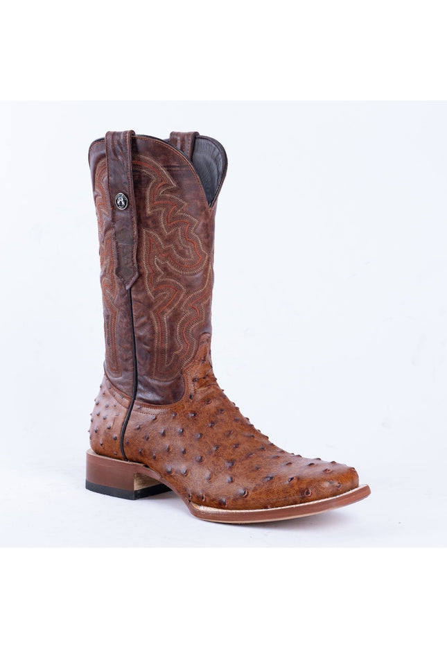 TANNER MARK MEN’S Ostrich Cognac Print Western Boots - Rancho Sementalvariable