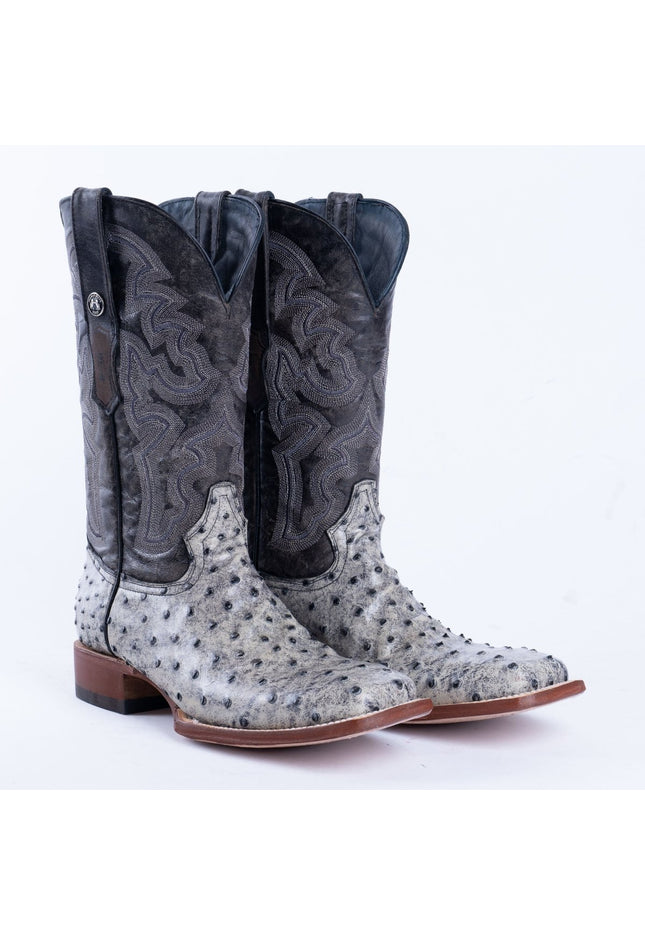 TANNER MARK MEN’S Ostrich Rustic Black Print Western Boots - Rancho Sementalvariable