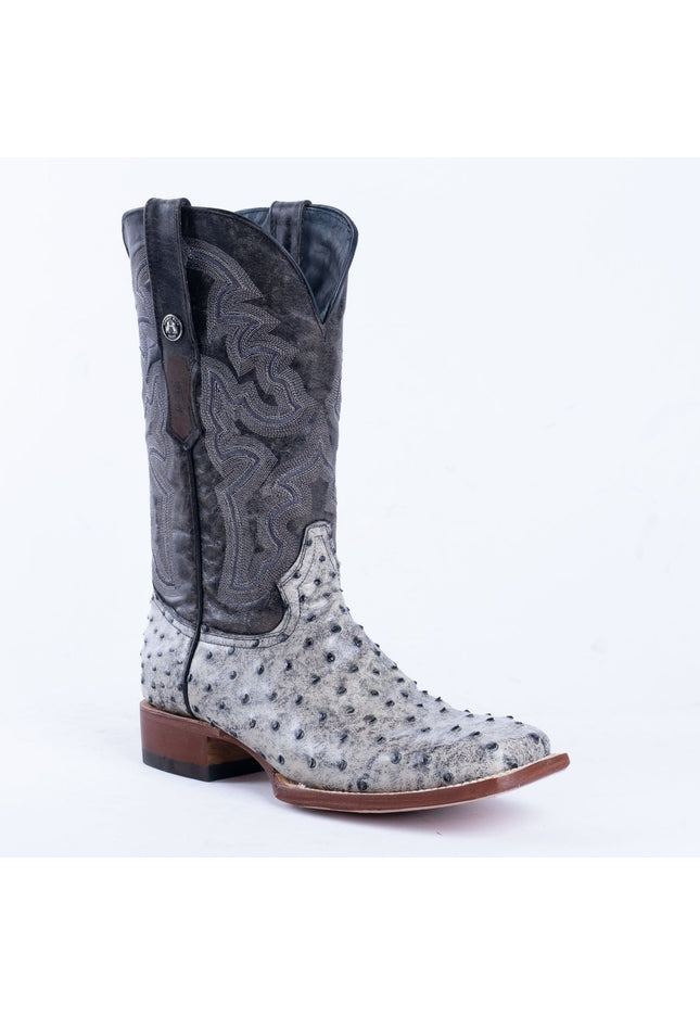 TANNER MARK MEN’S Ostrich Rustic Black Print Western Boots - Rancho Sementalvariable