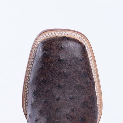 TANNER MARK MEN’S Ostrich Rustic Brown Print Western Boots - Rancho Sementalvariable