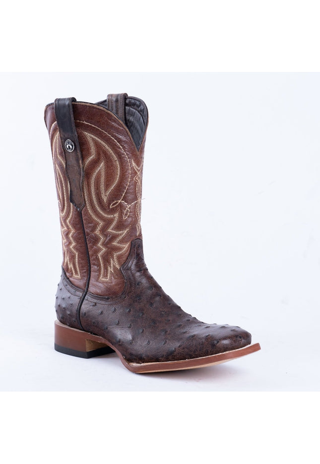 TANNER MARK MEN’S Ostrich Rustic Brown Print Western Boots - Rancho Sementalvariable