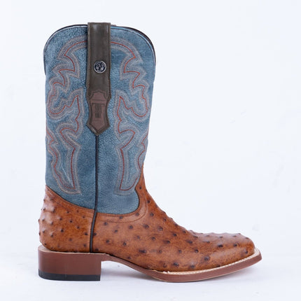 TANNER MARK MEN’S Ostrich Rustic Cognac Print Western Boots - Rancho Sementalvariable