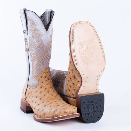 TANNER MARK MEN’S Ostrich Rustic Orix Print Western Boots - Rancho Sementalvariable