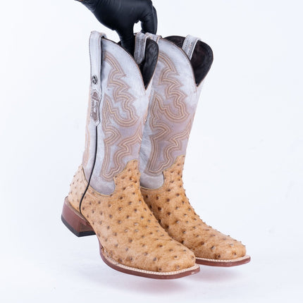 TANNER MARK MEN’S Ostrich Rustic Orix Print Western Boots - Rancho Sementalvariable