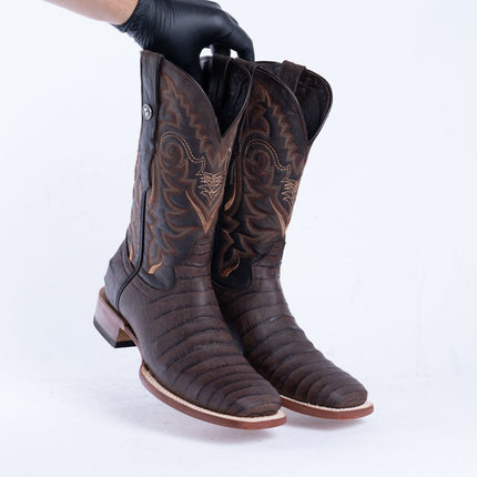 TANNER MARK MEN'S Print Croc Belly MD Nicotine Cowboy Boots - Rancho Sementalvariable