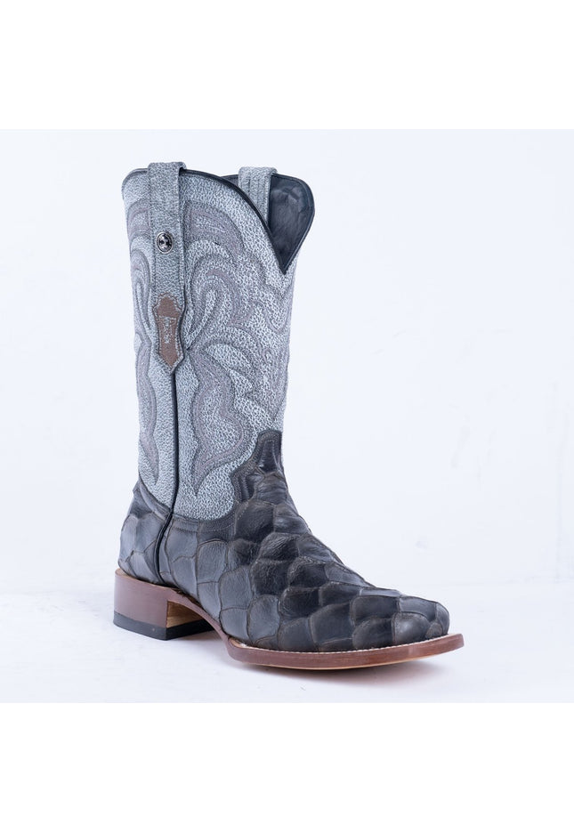 TANNER MARK MEN'S Print Monster Fish Gray & Black Cowboy Boots - Rancho Sementalvariable