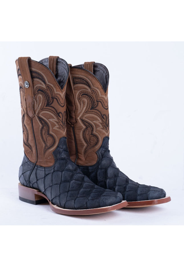 TANNER MARK MEN'S Print Monster Fish MD Black Cowboy Boots - Rancho Sementalvariable