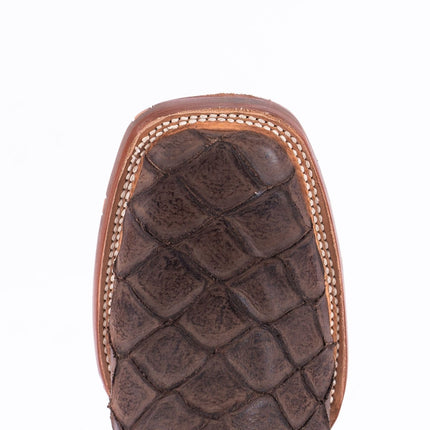 TANNER MARK MEN'S Print Monster Fish MD Nicotine Cowboy Boots Rubber Sole - Rancho Sementalvariable