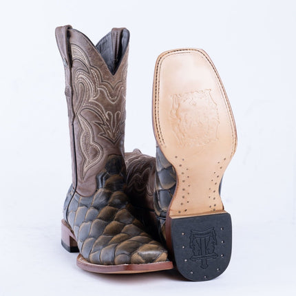 TANNER MARK MEN'S Print Monster Fish Orix & Black Cowboy Boots - Rancho Sementalvariable