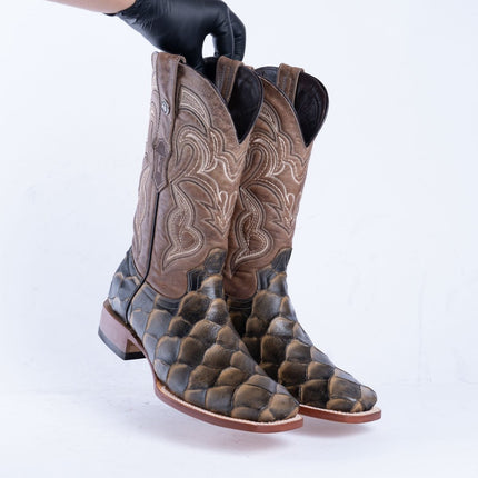 TANNER MARK MEN'S Print Monster Fish Orix & Black Cowboy Boots - Rancho Sementalvariable